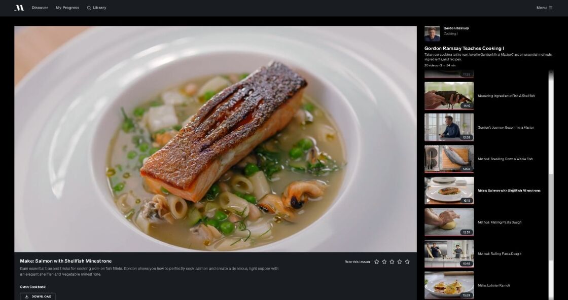 image of a seared salmon filet on top of soup