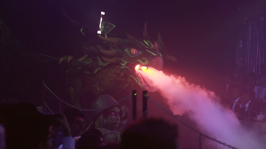 image of a robot dragon spitting fire